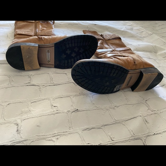 Leather tan motorcycle boots tall size 8 - Picture 6 of 8